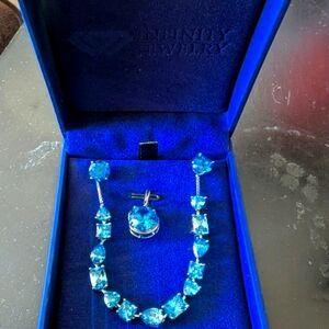 Topez Blue Earrings, Bracelet & Pendent Set NIB